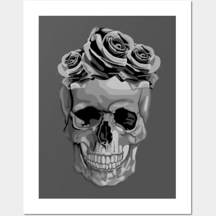 Skull With Flower Crown Posters and Art